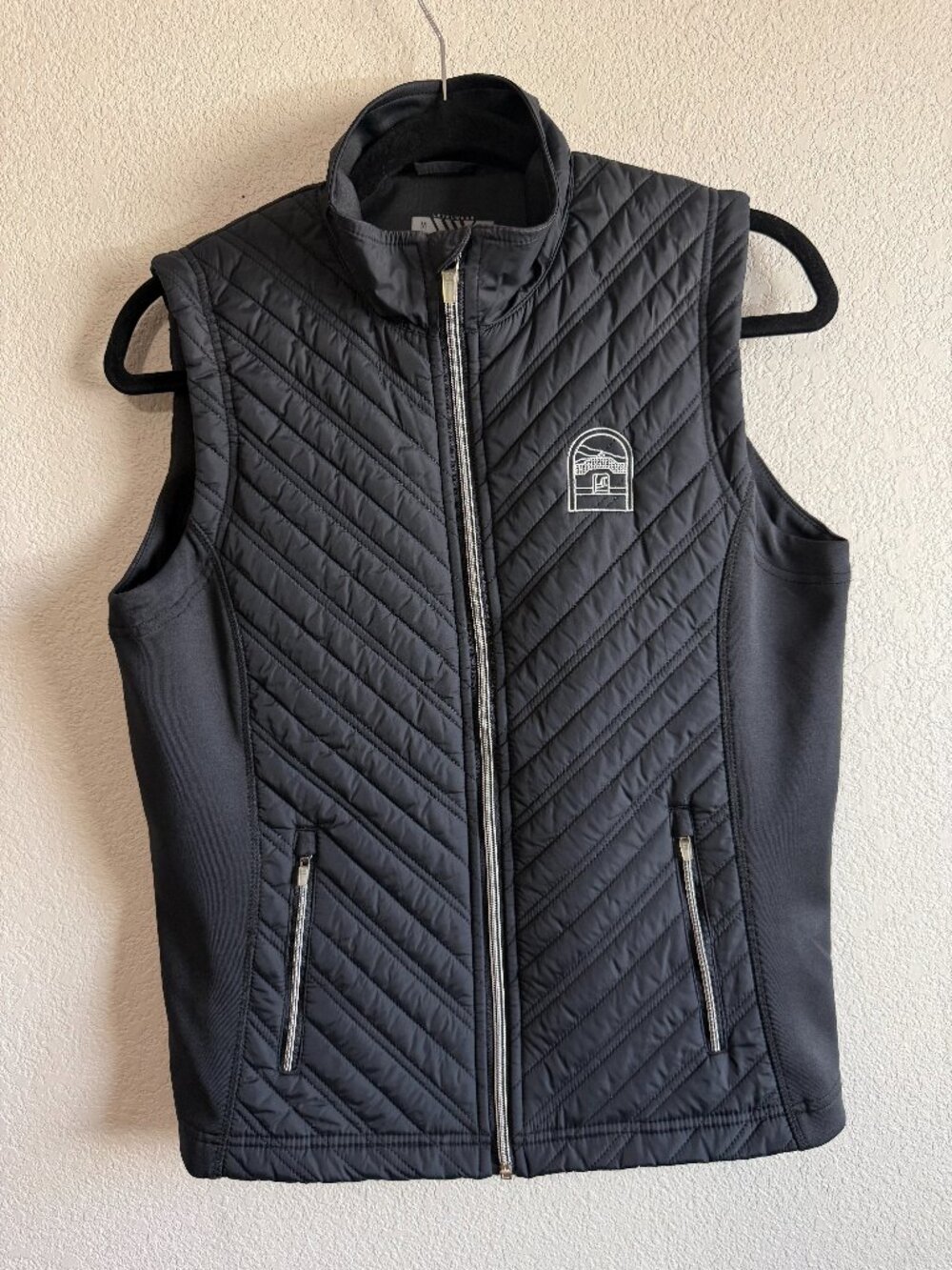 Men's Levelwear La Purisima Golf Full Zip Quilted Puffer Vest Black Size M